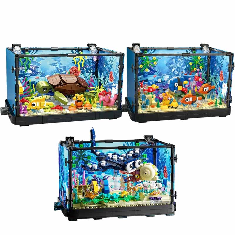 Aquarium Fish Land - مجموعة مكعبات بناء حوض السمك مع