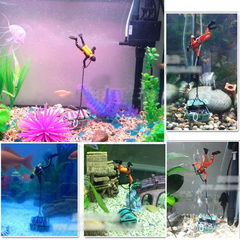 تمثال غواص الكنز للزينة في حوض - مراجعة Aquarium Fish World وسعره