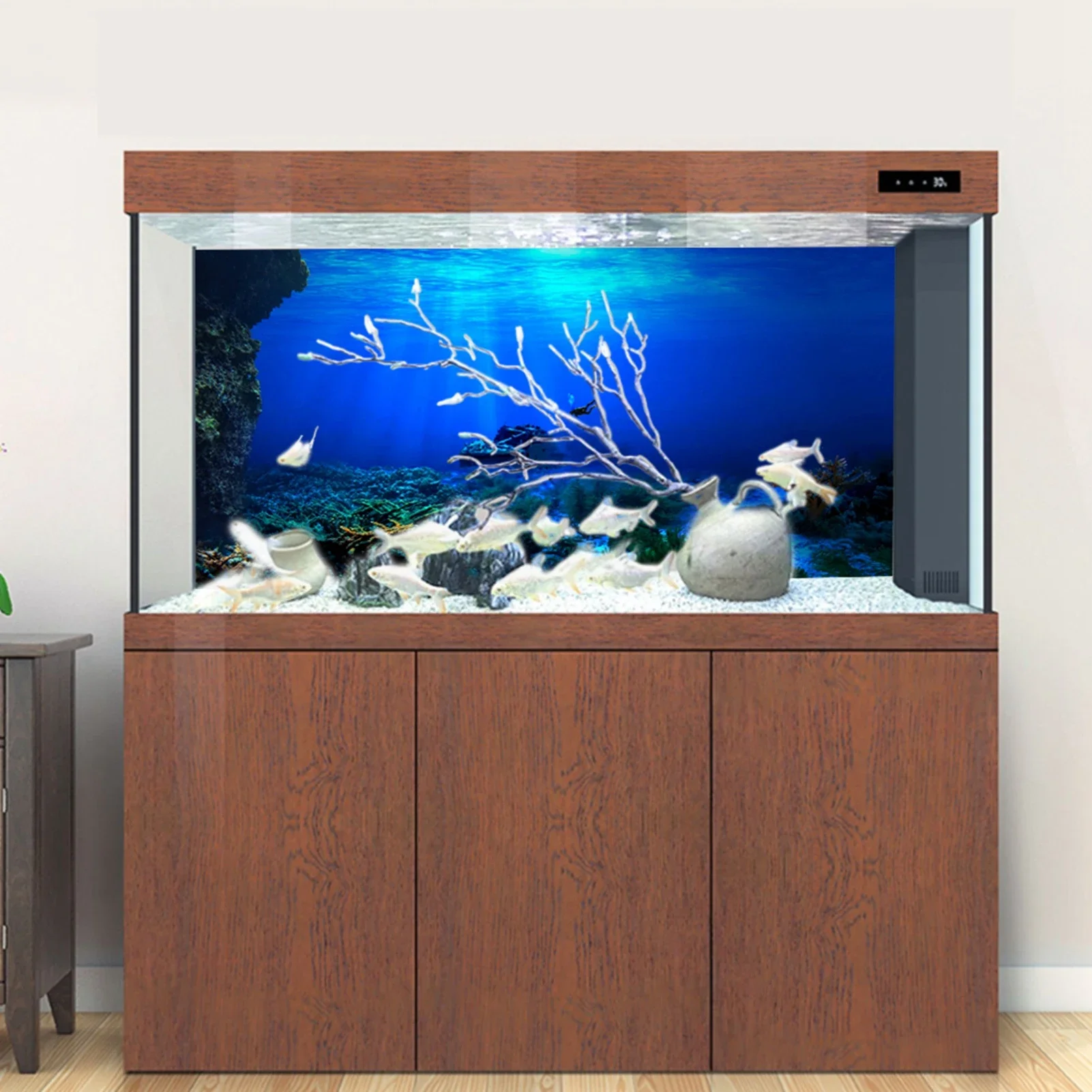 ملصق خلفية لحوض السمك ثلاثي ال - مراجعة Aquarium Fish World وسعره