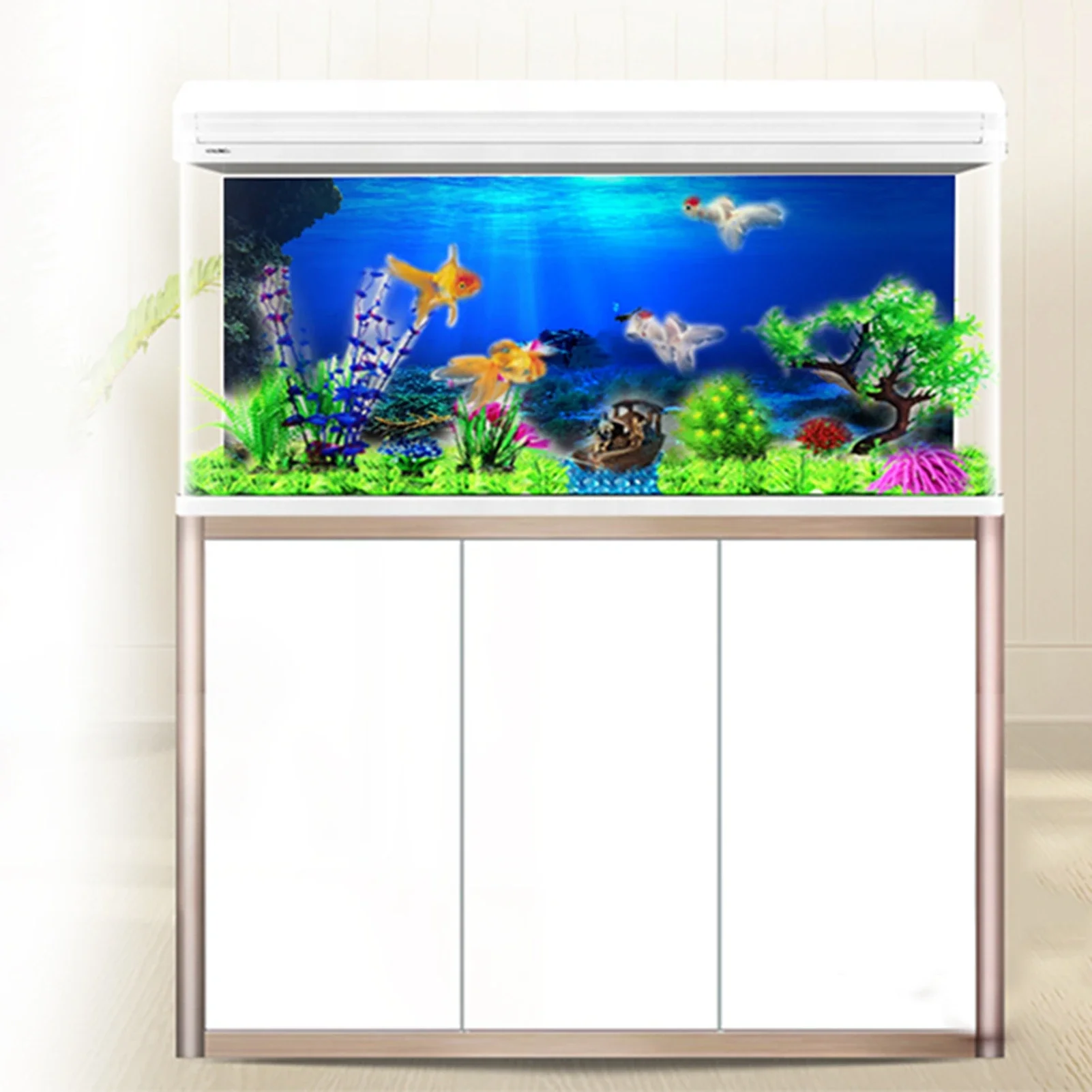 ملصق خلفية لحوض السمك ثلاثي ال - مراجعة Aquarium Fish World وسعره